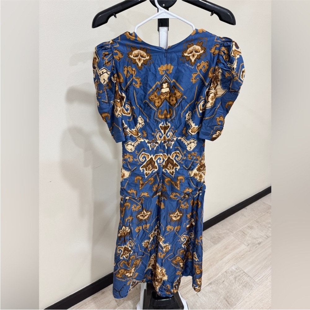 Farm Rio: Blue Ornament Floral Midi Dress - Picture 7 of 10